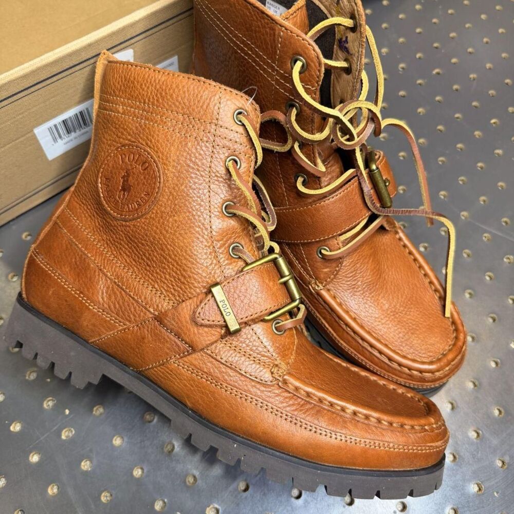 Polo Ralph Lauren Ranger Boots Brown Tan Leather Mens 9.5